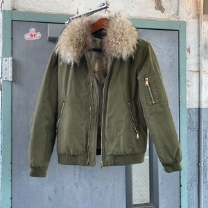 Love Token bomber jacket with rabbit fur